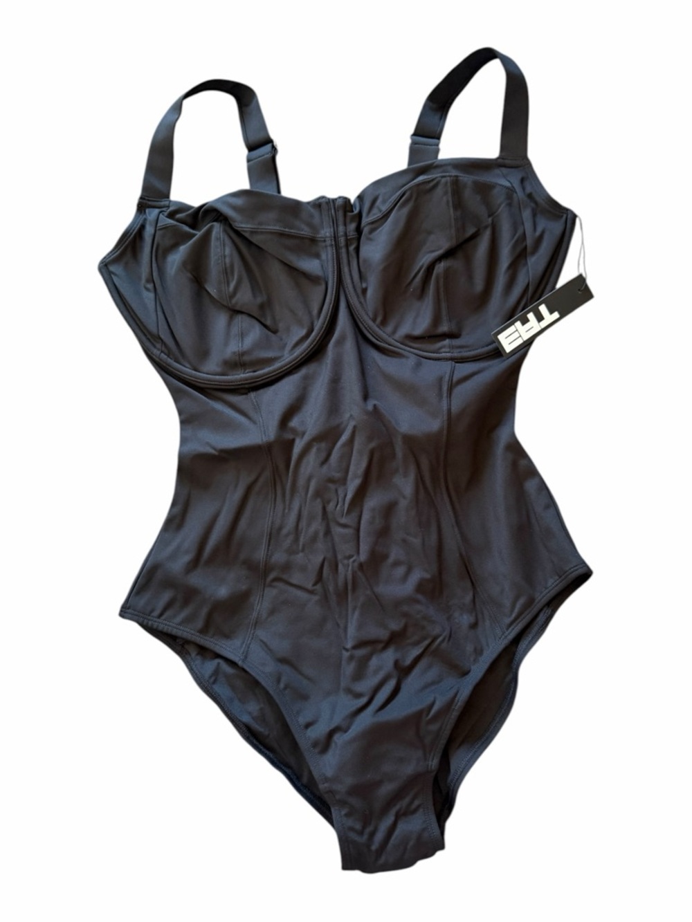 Ta3 Black Lifty One Piece Swimsuit Underwire Shapewear Bathing Suit Size Large
